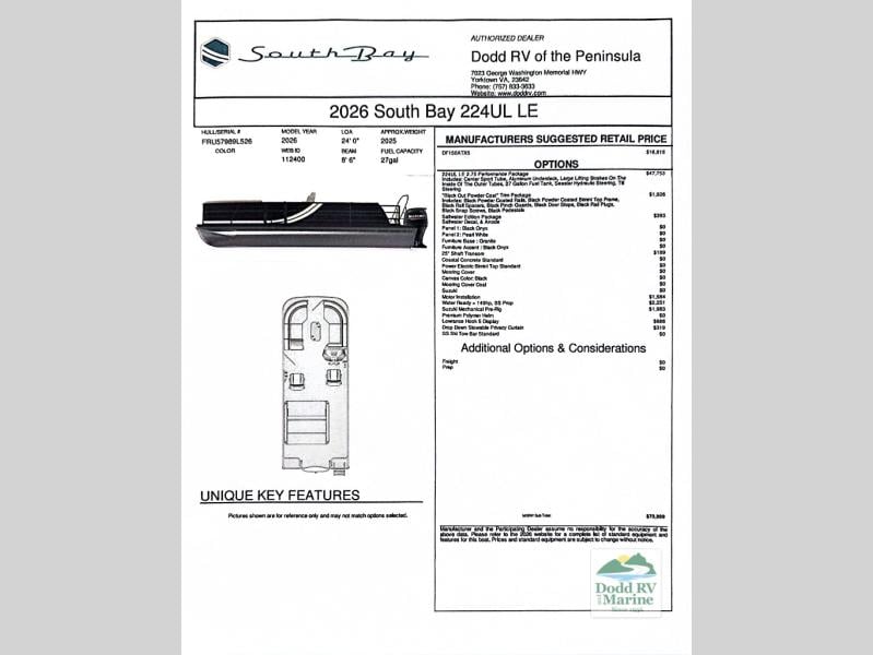 New 2026 South Bay Pontoons 224UL - photo - 9